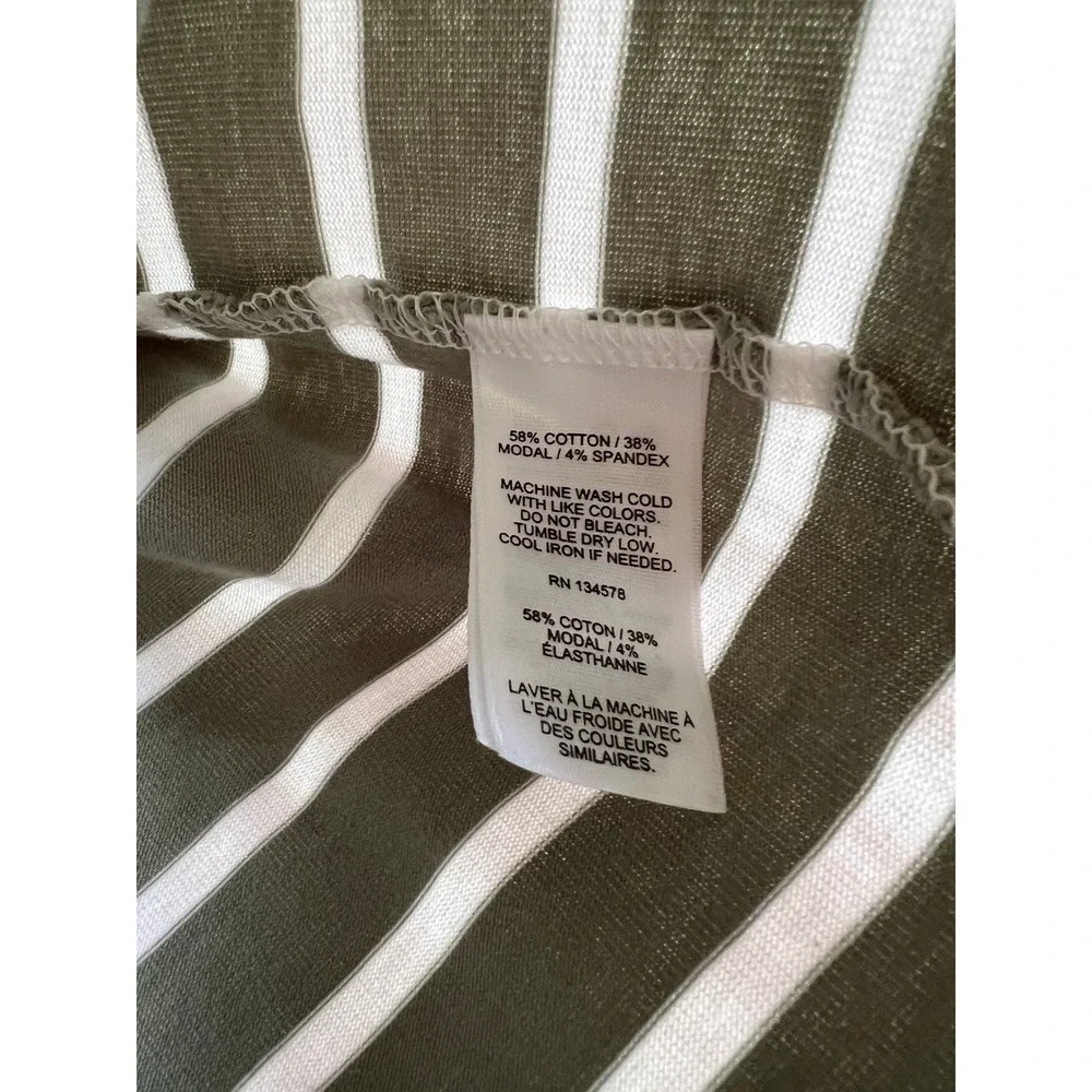 Vineyard Vines Olive Green White Striped Colorblock Knit Top Sz XS Cotton Modal - Picture 3 of 4